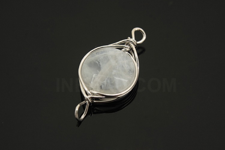 G561-Rhodium Plated-(2pcs)-Moon Stone Connecter-Gemstone Pendant-Wholesale Gemstone, [PRODUCT_SEARCH_KEYWORD], JEWELFINGER-INBEAD, [CURRENT_CATE_NAME]