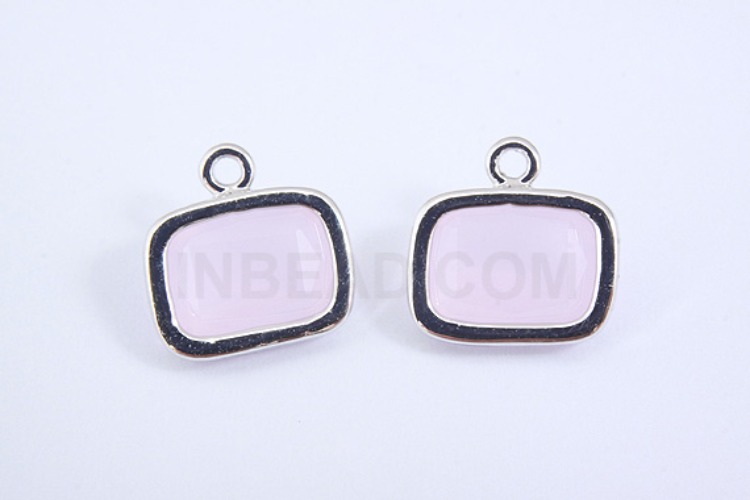 S1020-Rhodium Plated-(2pcs)-Ice Pink Glass Faceted Square Charms-Square Framed Glass Ice Pink-Wholesale Glass, [PRODUCT_SEARCH_KEYWORD], JEWELFINGER-INBEAD, [CURRENT_CATE_NAME]