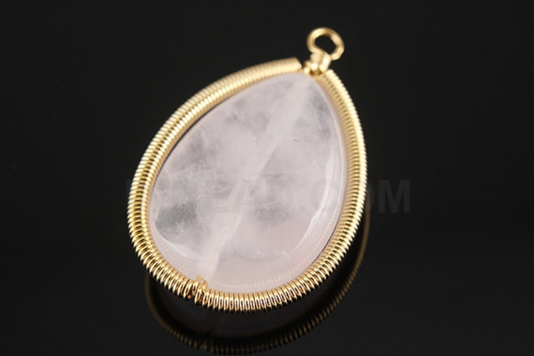 M390-Gold Plated-(1piece)-Rose Quartz Drop Pendant-Gemstone Pendant-Wholesale Gemstone, [PRODUCT_SEARCH_KEYWORD], JEWELFINGER-INBEAD, [CURRENT_CATE_NAME]