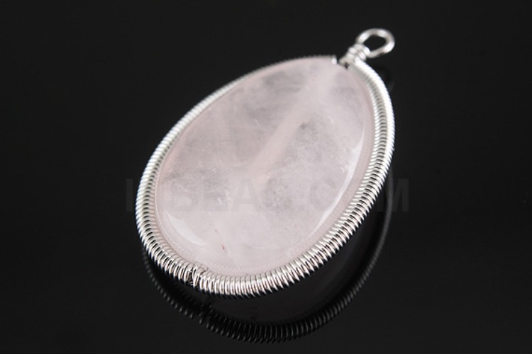 M404-Rhodium Plated-(1piece)-Rose Quartz Drop Pendant-Gemstone Pendant-Wholesale Gemstone, [PRODUCT_SEARCH_KEYWORD], JEWELFINGER-INBEAD, [CURRENT_CATE_NAME]
