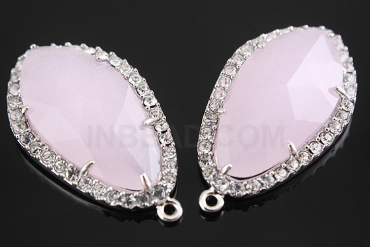 [W] S256-Rhodium Plated-(10pcs)-Ice Pink Glass Drop Pendant-CZ Drop Pendant-Wholesale Glass, [PRODUCT_SEARCH_KEYWORD], JEWELFINGER-INBEAD, [CURRENT_CATE_NAME]