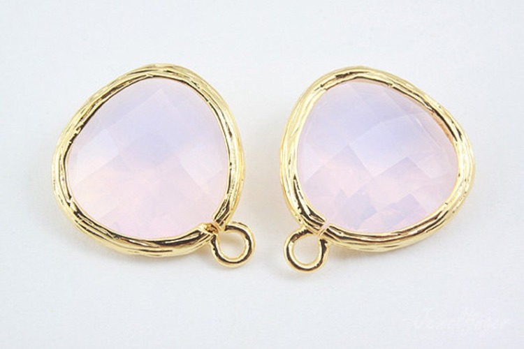 H944-Gold Plated-(2pcs)-Violet Opal Glass Drop Pendant-Framed Glass Violet Opal-Wholesale Glass, [PRODUCT_SEARCH_KEYWORD], JEWELFINGER-INBEAD, [CURRENT_CATE_NAME]