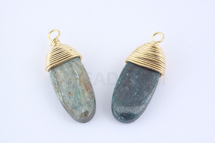 H908-Gold Plated-(2pcs)-20~21mm Kyanite-Gemstone Pendant-Wholesale Gemstone, [PRODUCT_SEARCH_KEYWORD], JEWELFINGER-INBEAD, [CURRENT_CATE_NAME]