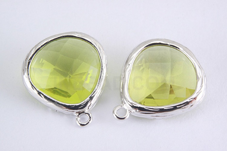 [W] K091-Rhodium Plated-(20pcs)-Apple Green Glass Drop Pendant-Framed Glass Apple Green-Wholesale Glass, [PRODUCT_SEARCH_KEYWORD], JEWELFINGER-INBEAD, [CURRENT_CATE_NAME]