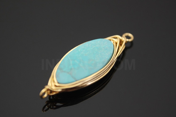 M729-Gold Plated-(1piece)-Turquoise Connecters-Gemstone Pendant-Wholesale Gemstone, [PRODUCT_SEARCH_KEYWORD], JEWELFINGER-INBEAD, [CURRENT_CATE_NAME]