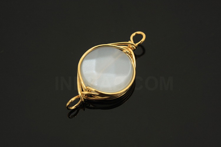 G560-Gold Plated-(2pcs)-Moon Stone Connecter-Gemstone Pendant-Wholesale Gemstone, [PRODUCT_SEARCH_KEYWORD], JEWELFINGER-INBEAD, [CURRENT_CATE_NAME]