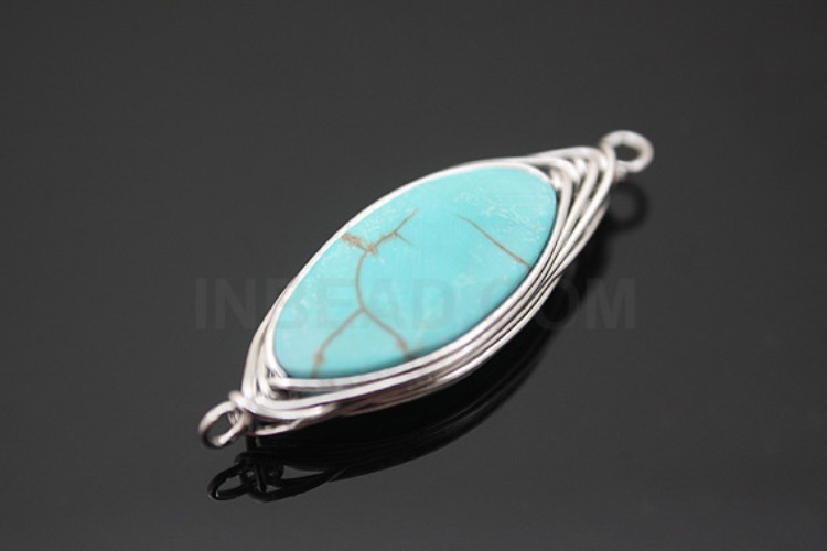 M728-Rhodium Plated-(1piece)-Turquoise Connecters-Gemstone Pendant-Wholesale Gemstone, [PRODUCT_SEARCH_KEYWORD], JEWELFINGER-INBEAD, [CURRENT_CATE_NAME]