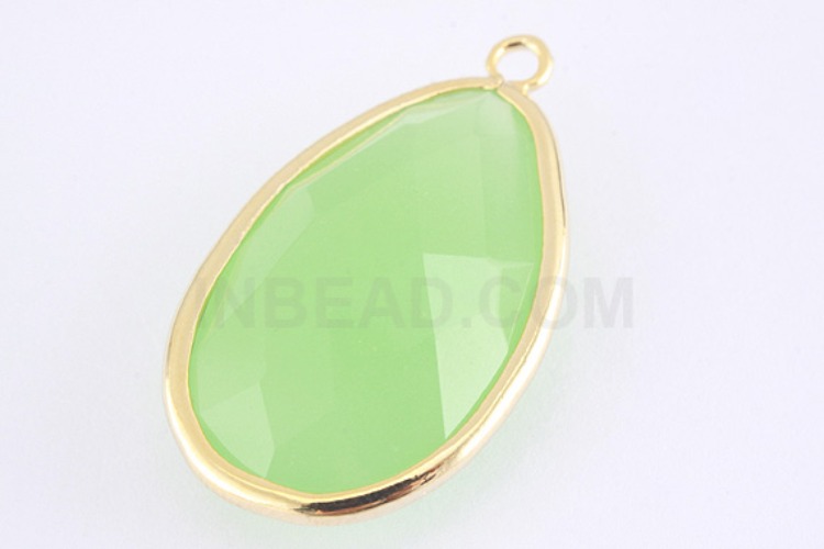 H838-Gold Plated-(1piece)-19*32mm Faceted Glass Light Mint Drop Pendant-Framed Glass Big Drop Light Mint-Wholesale Glass, [PRODUCT_SEARCH_KEYWORD], JEWELFINGER-INBEAD, [CURRENT_CATE_NAME]