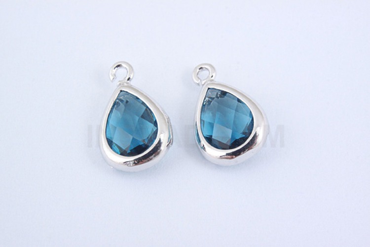 [W] S1000-Rhodium Plated-(20pcs)-Montana Glass Drop Charms-Drop Framed Glass Montana-Wholesale Glass, [PRODUCT_SEARCH_KEYWORD], JEWELFINGER-INBEAD, [CURRENT_CATE_NAME]