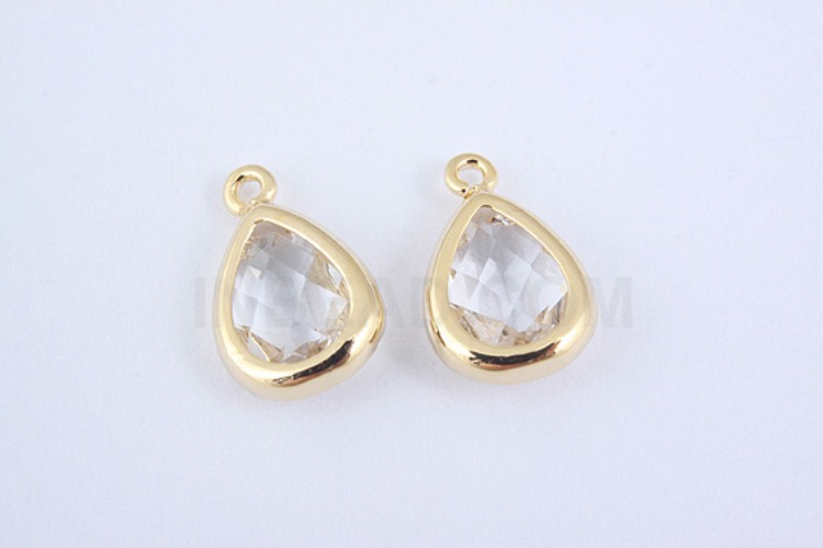 S999-Gold Plated-(2pcs)-Crystal Glass Drop Charms-Drop Framed Glass Crystal-Wholesale Glass, [PRODUCT_SEARCH_KEYWORD], JEWELFINGER-INBEAD, [CURRENT_CATE_NAME]