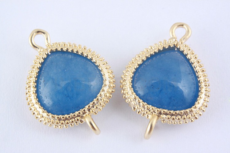 S931-Matt Gold Plated-(2pcs)-Blue Aventurine Connecters-13.5*19 mm Framed Blue Aventurine-Wholesale Gemstone, [PRODUCT_SEARCH_KEYWORD], JEWELFINGER-INBEAD, [CURRENT_CATE_NAME]