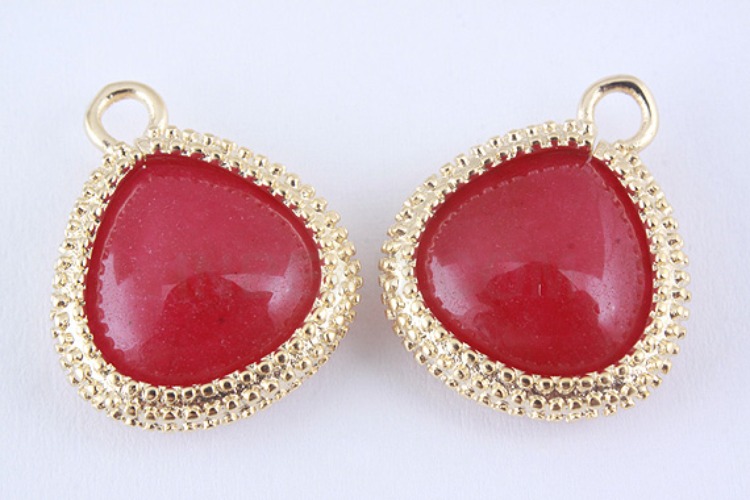 S929-Matt Gold Plated-(2pcs)-Ruby Pendants-15.5*19mm Framed Ruby-Wholesale Gemstone, [PRODUCT_SEARCH_KEYWORD], JEWELFINGER-INBEAD, [CURRENT_CATE_NAME]