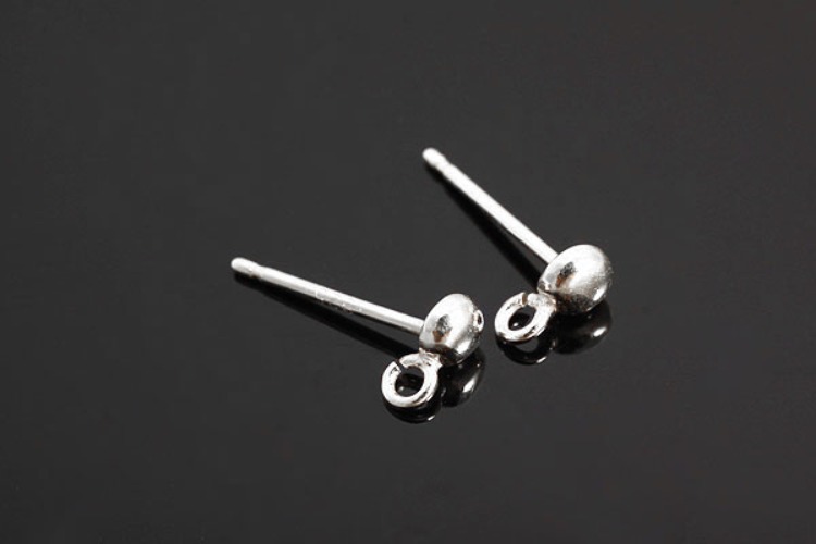 [W] K791-Rhodium Plated-(20pairs)-3.2mm Ear Post-Silver Post Ear Stud-Earring Component-Wholesale Silver Earrings, [PRODUCT_SEARCH_KEYWORD], JEWELFINGER-INBEAD, [CURRENT_CATE_NAME]