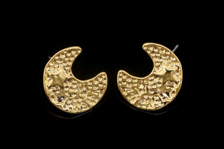 [W] CH7040-Gold Plated-(10pairs)-Moon&amp;Star Earrings-Crescent Moon Earrings-Jewelry Findings-Silver Post, [PRODUCT_SEARCH_KEYWORD], JEWELFINGER-INBEAD, [CURRENT_CATE_NAME]