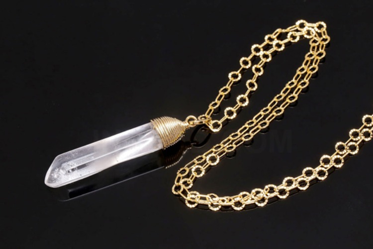 [W] M201-Gold Plated-(10pcs)-Natural Crystal Random Tube Pendant-Rock Crystal Pendant-Wholesale Gemstone, [PRODUCT_SEARCH_KEYWORD], JEWELFINGER-INBEAD, [CURRENT_CATE_NAME]