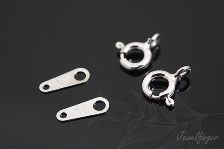 [W] K038-Rhodium Plated-(40set)-Spring Ring Clasp With Taps-Lock Finding-Wholesale Silver Clasps, [PRODUCT_SEARCH_KEYWORD], JEWELFINGER-INBEAD, [CURRENT_CATE_NAME]