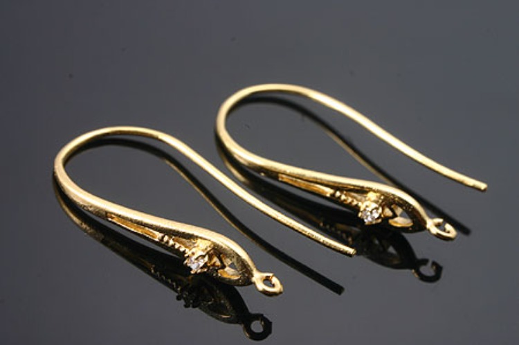 K951-Gold Plated-(1pairs)-CZ Hook Earring-Ear Hook-Wholesale Silver Earrings, [PRODUCT_SEARCH_KEYWORD], JEWELFINGER-INBEAD, [CURRENT_CATE_NAME]