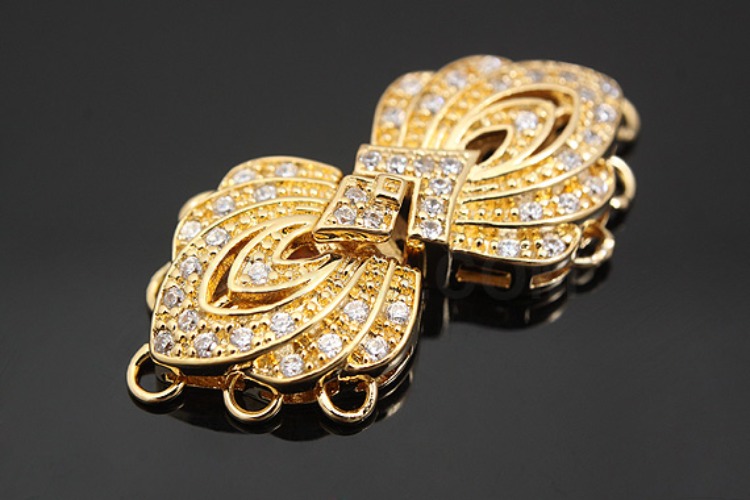 S602-Gold Plated Shiny ribbon clasp (1set), [PRODUCT_SEARCH_KEYWORD], JEWELFINGER-INBEAD, [CURRENT_CATE_NAME]