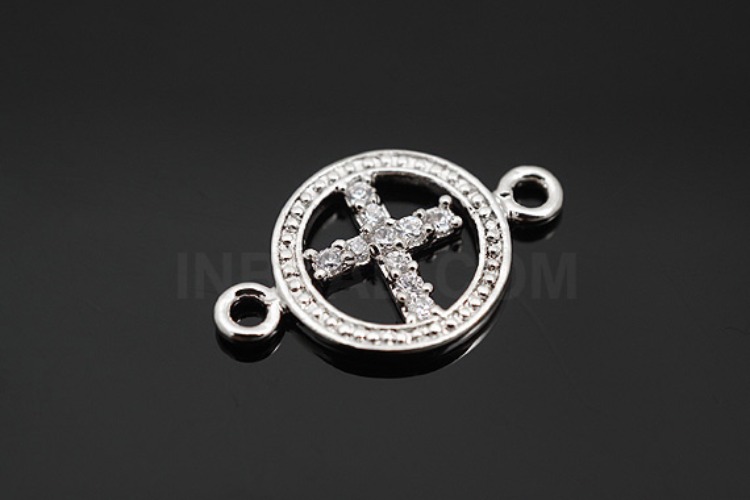 [W] M677-Rhodium Plated-(20pcs)-CZ Cross Connector-Cross Pendant-Wholesale Connectors, [PRODUCT_SEARCH_KEYWORD], JEWELFINGER-INBEAD, [CURRENT_CATE_NAME]