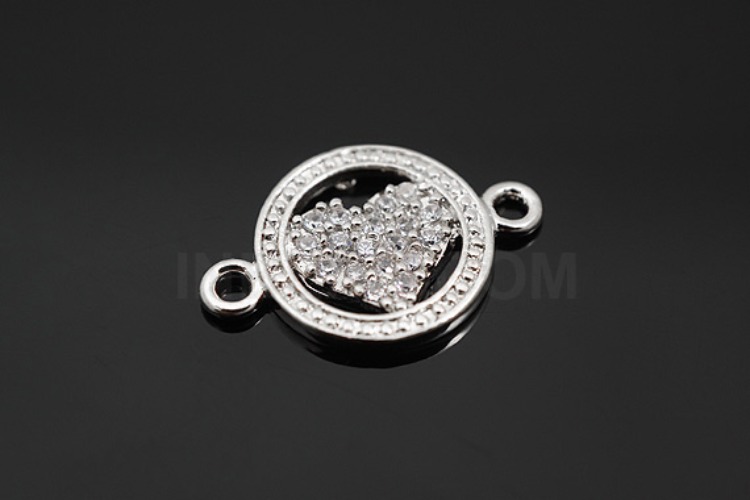 [W] M679-Rhodium Plated-(20pcs)-CZ Heart Connector-Heart Pendant-Wholesale Connectors, [PRODUCT_SEARCH_KEYWORD], JEWELFINGER-INBEAD, [CURRENT_CATE_NAME]