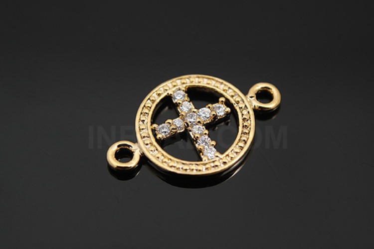 [W] M676-Gold Plated-(20pcs)-CZ Cross Connector-Cross Pendant-Wholesale Connectors, [PRODUCT_SEARCH_KEYWORD], JEWELFINGER-INBEAD, [CURRENT_CATE_NAME]