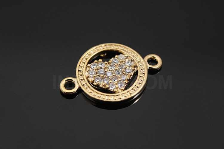 [W] M678-Gold Plated-(20pcs)-CZ Heart Connector-Heart Pendant-Wholesale Connectors, [PRODUCT_SEARCH_KEYWORD], JEWELFINGER-INBEAD, [CURRENT_CATE_NAME]