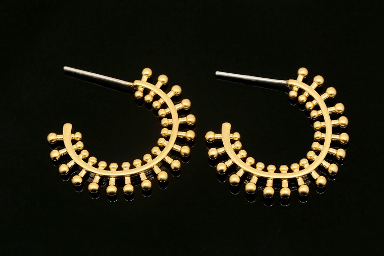 [W] CH6069-Matt Gold Plated-(10pairs)-24mm Half Circle Unique Earrings-Jewelry Findings-Silver Post, [PRODUCT_SEARCH_KEYWORD], JEWELFINGER-INBEAD, [CURRENT_CATE_NAME]