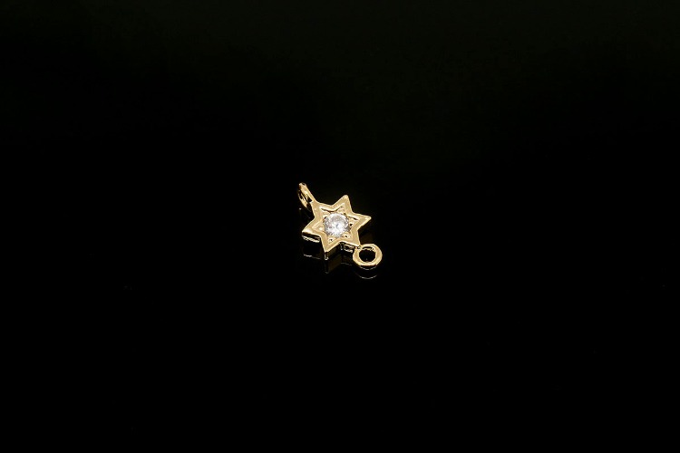 [W] M946-Gold Plated-(20pcs)-8*4mm Tiny Star Cubic Charms-2 Loop CZ Star Connectors-Wholesale Connectors, [PRODUCT_SEARCH_KEYWORD], JEWELFINGER-INBEAD, [CURRENT_CATE_NAME]