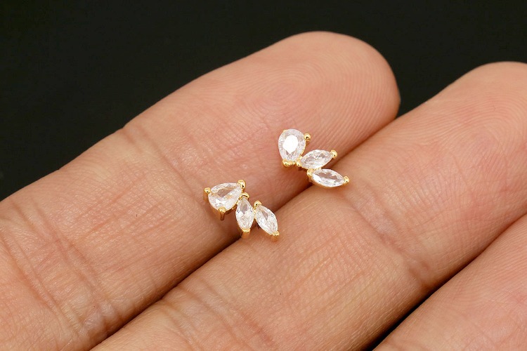 CH6078-Gold Plated-(1pairs)-10*5mm Dainty CZ Earrings-Nickel Free-Silver Post, [PRODUCT_SEARCH_KEYWORD], JEWELFINGER-INBEAD, [CURRENT_CATE_NAME]