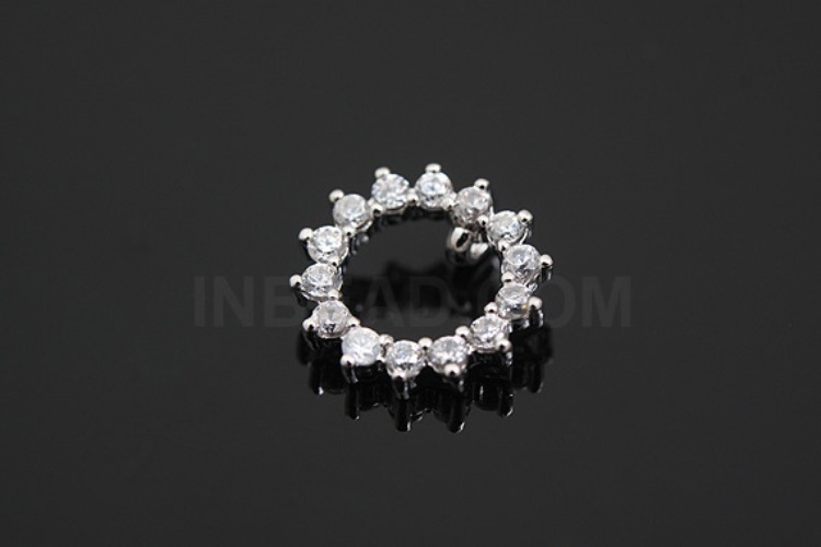 [W] K560-Rhodium Plated-(10pcs)-CZ Circle Component-Wholesale Silver Pendants, [PRODUCT_SEARCH_KEYWORD], JEWELFINGER-INBEAD, [CURRENT_CATE_NAME]