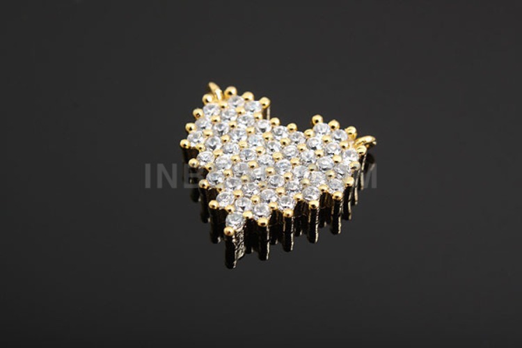[W] K355-Gold Plated-(6pcs)-CZ Heart Component-Wholesale Silver Pendants, [PRODUCT_SEARCH_KEYWORD], JEWELFINGER-INBEAD, [CURRENT_CATE_NAME]
