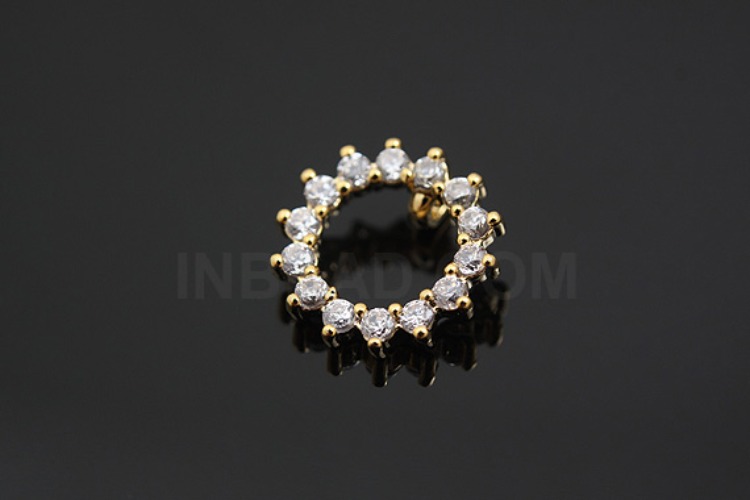 [W] K127-Gold Plated-(10pcs)-CZ Circle Component-Wholesale Silver Pendants, [PRODUCT_SEARCH_KEYWORD], JEWELFINGER-INBEAD, [CURRENT_CATE_NAME]