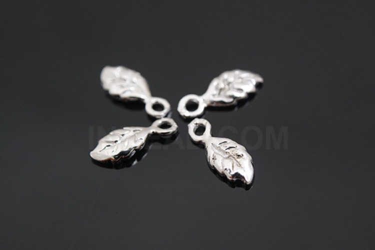 K165-Rhodium Plated-(2pcs)-Silver Leaf-Wholesale Silver Charms, [PRODUCT_SEARCH_KEYWORD], JEWELFINGER-INBEAD, [CURRENT_CATE_NAME]
