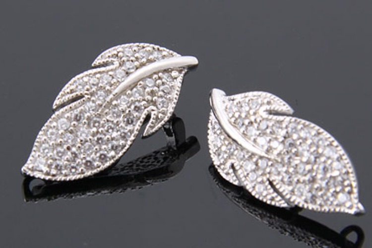 [W] K141-Rhodium Plated-(5pcs)-CZ Leaf Bail-Wholesale Silver Bails, [PRODUCT_SEARCH_KEYWORD], JEWELFINGER-INBEAD, [CURRENT_CATE_NAME]