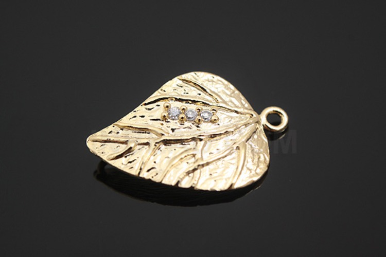 [W] K675-Gold Plated-(10pcs)-Leaf CZ Connects-Wholesale Silver Connects, [PRODUCT_SEARCH_KEYWORD], JEWELFINGER-INBEAD, [CURRENT_CATE_NAME]