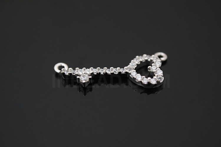 K1069-Rhodium Plated-(1piece)-CZ Heart Key Silver Pendants-Wholesale Silver Pendants, [PRODUCT_SEARCH_KEYWORD], JEWELFINGER-INBEAD, [CURRENT_CATE_NAME]