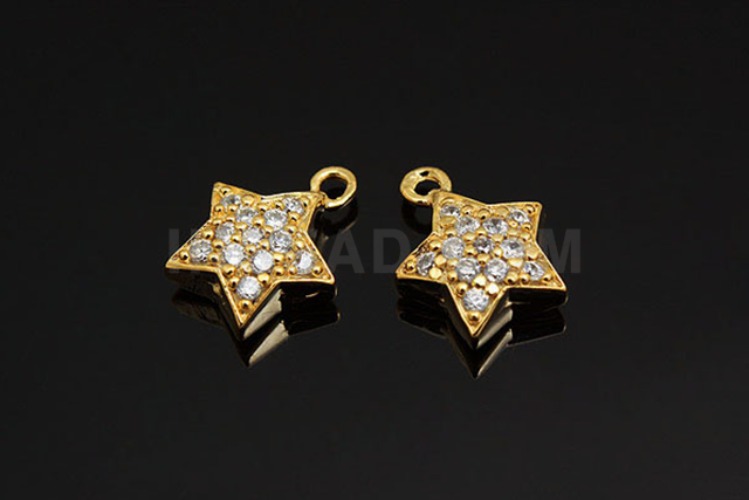 [W] E604-Gold Plated-(10pcs)-CZ Star Pendants-Wholesale Silver Pendants, [PRODUCT_SEARCH_KEYWORD], JEWELFINGER-INBEAD, [CURRENT_CATE_NAME]