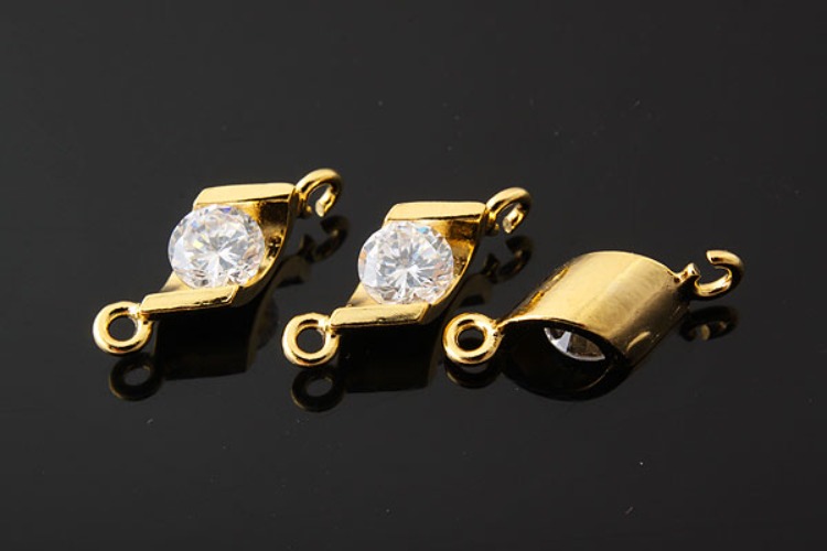 K864-Gold Plated-(1piece)-CZ Connects-Wholesale Silver Connects, [PRODUCT_SEARCH_KEYWORD], JEWELFINGER-INBEAD, [CURRENT_CATE_NAME]