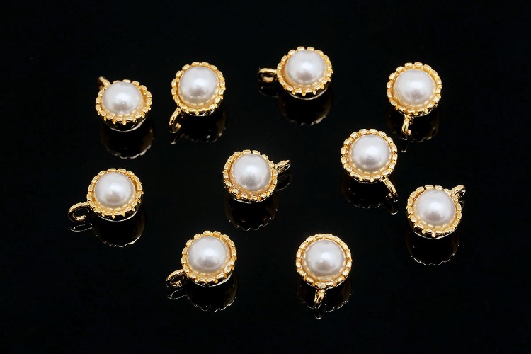 [W] R082-Gold Plated-(20pcs)-Birthstone 5mm Round CZ Charms-June Pearl-Wholesale Charm, [PRODUCT_SEARCH_KEYWORD], JEWELFINGER-INBEAD, [CURRENT_CATE_NAME]
