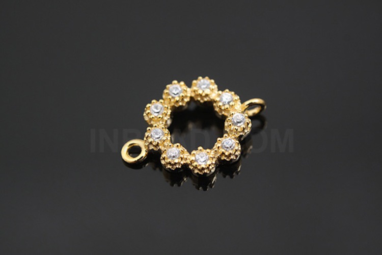 K460-Gold Plated-(1piece)-10mm CZ Silver Connects-Wholesale Silver Connects, [PRODUCT_SEARCH_KEYWORD], JEWELFINGER-INBEAD, [CURRENT_CATE_NAME]