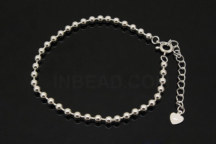 [W] A312-None Plated-(2pcs)-3mm Ball 20cm Bracelet-Wholesale Silver Bracelet, [PRODUCT_SEARCH_KEYWORD], JEWELFINGER-INBEAD, [CURRENT_CATE_NAME]