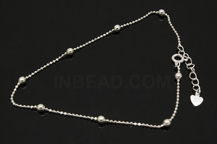[W] A269-None Plated-(5pcs)-1.2mm Cutting Ball+Ball 25cm Ankle Bracelet-Wholesale Silver Ankle Bracelet, [PRODUCT_SEARCH_KEYWORD], JEWELFINGER-INBEAD, [CURRENT_CATE_NAME]