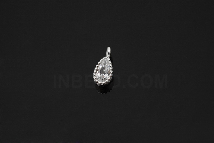 [W] V109-Rhodium Plated-(10pcs)-CZ Crystal Drop Charms-Wholesale Silver Charms, [PRODUCT_SEARCH_KEYWORD], JEWELFINGER-INBEAD, [CURRENT_CATE_NAME]