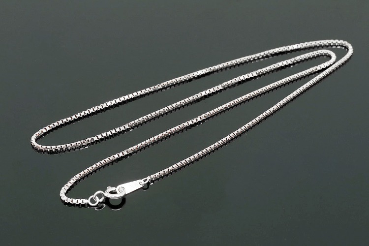 [W] K1122-Rhodium Plated-(10pcs)-1mm Bolx Chain 41cm Necklace-Wholesale Silver Chains, [PRODUCT_SEARCH_KEYWORD], JEWELFINGER-INBEAD, [CURRENT_CATE_NAME]