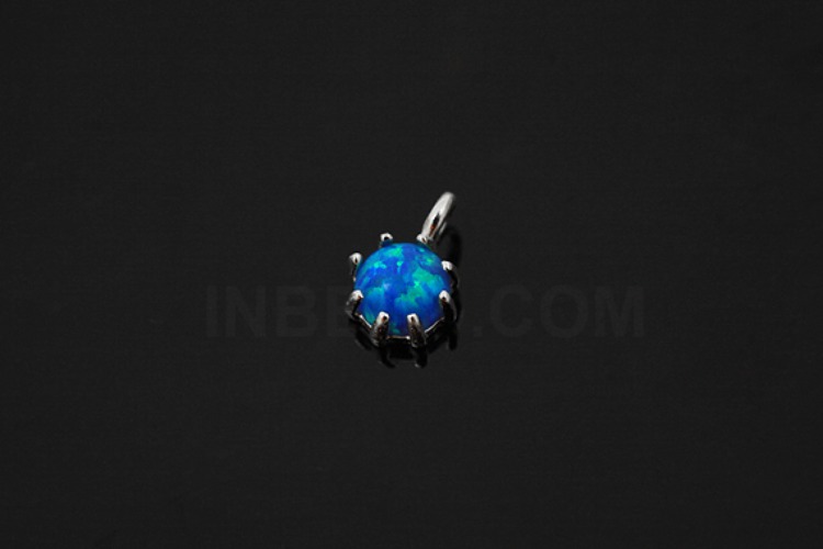[W] V065-Rhodium Plated-(10pcs)-Blue Opal Silver Pendants-Wholesale Silver Pendants, [PRODUCT_SEARCH_KEYWORD], JEWELFINGER-INBEAD, [CURRENT_CATE_NAME]