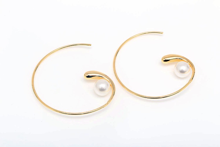 CH6121-Gold Plated (1pairs)-Pearl Round Earrings-Big Earrings-Nickel Free, [PRODUCT_SEARCH_KEYWORD], JEWELFINGER-INBEAD, [CURRENT_CATE_NAME]