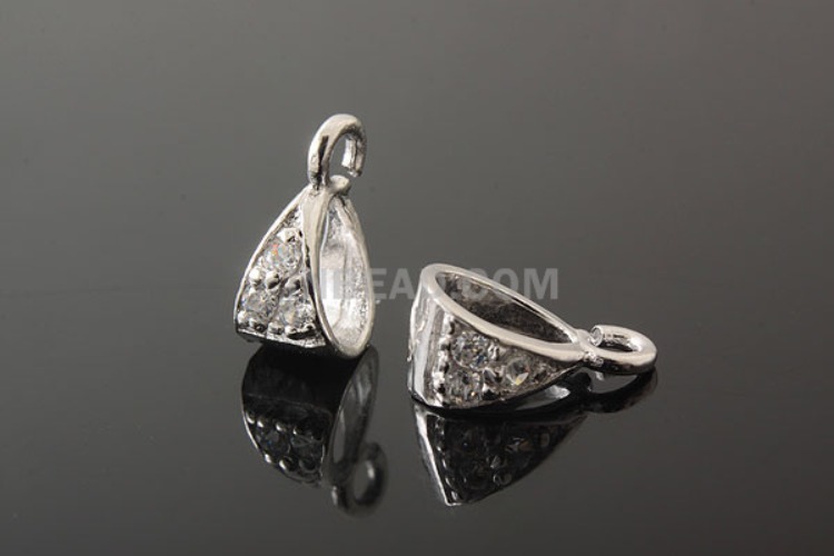 [W] K691-Rhodium Plated-(10pcs)-CZ Silver Bail-Wholesale Silver Beads Bails, [PRODUCT_SEARCH_KEYWORD], JEWELFINGER-INBEAD, [CURRENT_CATE_NAME]