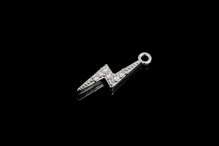 M1929-Rhodium Plated-(2pcs)-CZ Thunderbolt Charms-CZ Thunderbolt Pendant-Thunderbolt Earrings Charms-Thunderbolt Dangle-Wholesale Charms, [PRODUCT_SEARCH_KEYWORD], JEWELFINGER-INBEAD, [CURRENT_CATE_NAME]