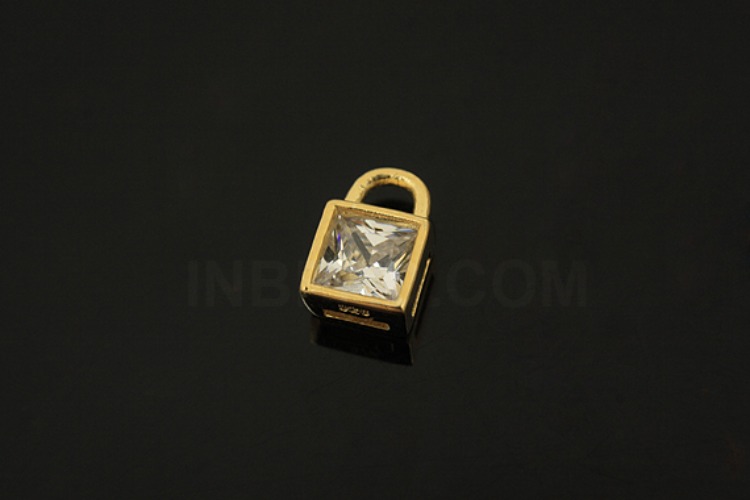 [W] V049-Gold Plated-(10pcs)-CZ Lock Pendants-Wholesale Silver Pendants, [PRODUCT_SEARCH_KEYWORD], JEWELFINGER-INBEAD, [CURRENT_CATE_NAME]
