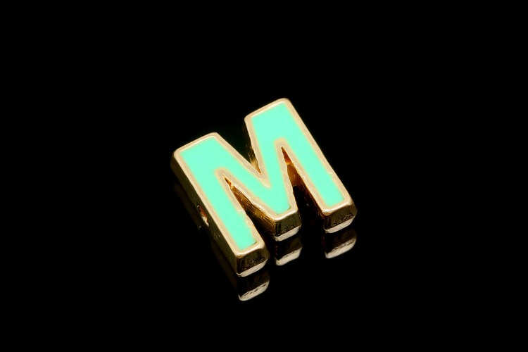 [W] EM001-Gold Plated Enamel Initial M-(10pcs)-Enamel Initial Beads,Colorful Alphabet Beads,Multicolor Gold Plated Symbol Beads for Stretch Bracelets-Wholesale Initials, [PRODUCT_SEARCH_KEYWORD], JEWELFINGER-INBEAD, [CURRENT_CATE_NAME]